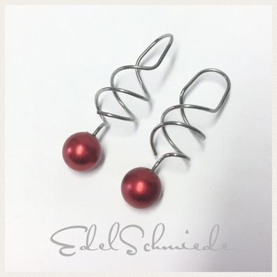Edelschmiede925 moderne Ohrringe in Edelstahl + eloxiertes Aluminium - rot