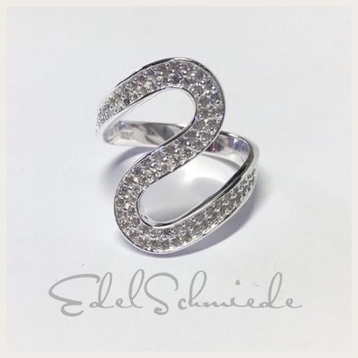 moderner Silberring in 925/- mit Zirkonia #57
