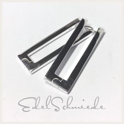 eckige Silbercreolen schmal und poliert 925/- Sterling Silber