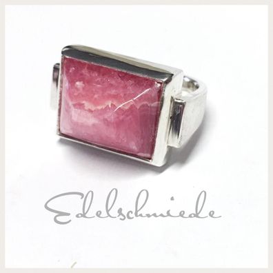 handgefertigter Silberring 925/- mit Rhodochrosit Cabochon #56