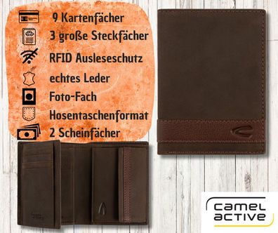 camel active Herrenbörse Brieftasche Ledergeldbörse hochformat braun brown taipeh