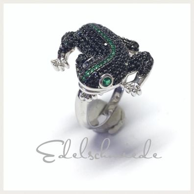 kleine Echse als Silberring 925 mit farbigen Zirkonias #60