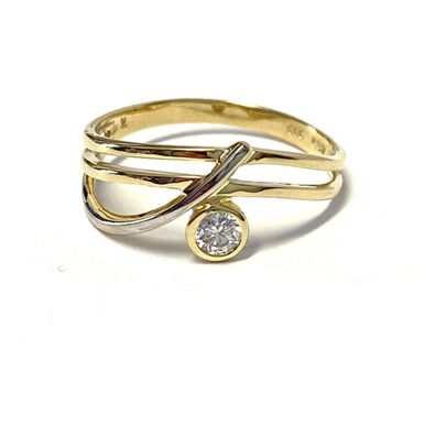 feiner Schmuckring in 333/- Gelbgold bicolor mit Zirkonia #66