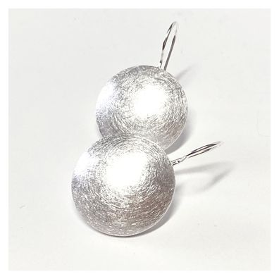 runde Ohrhaken mit eismattierter Linse 925/- Sterling Silber