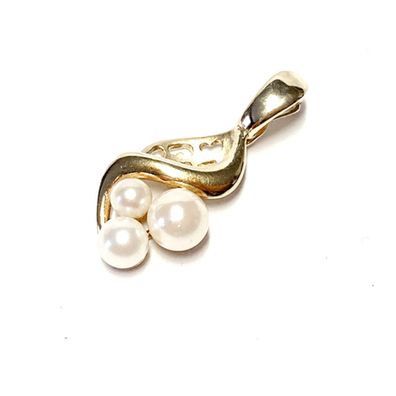 herrlicher Perlenschmuck Clipanhänger in 333/- Gelbgold