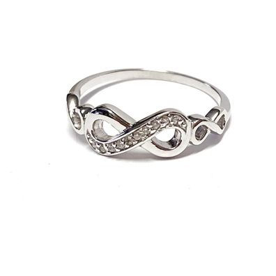 feiner Silberring 925/- rhod. poliert mit Unendlichkeitsachten und Zirkonias #64