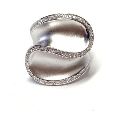 moderner Silberring 925 rhod mit Zirkonia - matt - #55