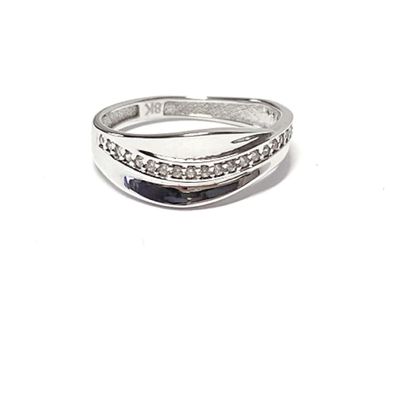 edler Weißgoldring 333/- mit Zirkonia poliert #52
