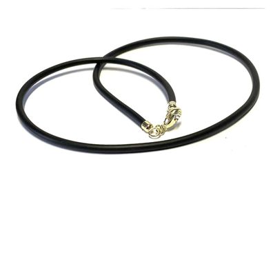 Kautschukband schwarz 3mm 333/- Gelbgold Verschluß 45 cm