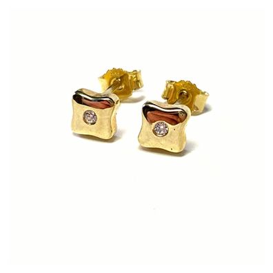 edle Ohrstecker 333 Gelbgold eckig mit Zirkonia