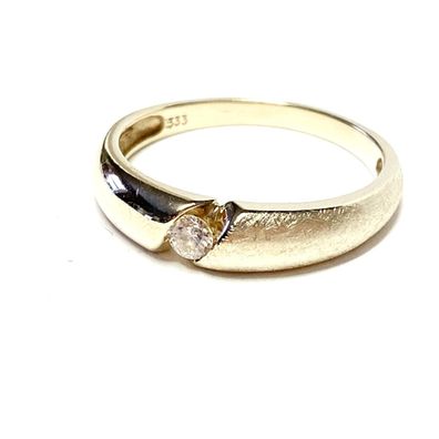 feiner Schmuckring in 333/- Gelbgold teilweise matt mit Zirkonia #66