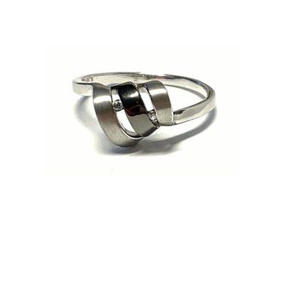 Silberring 925/- Sterling Silber rhod + ruthniertem Steg und Zirkonia #58