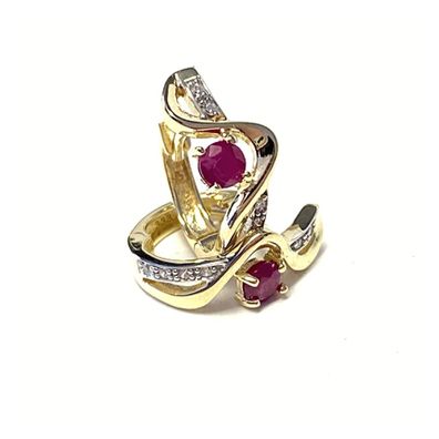 Creolen Gold Rubin dezent 333/- Gelbgold bicolor Zirkonia
