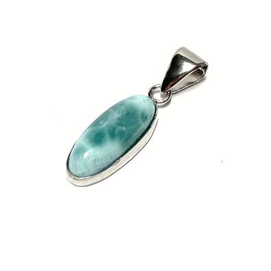 Larimar Anhänger 925 Silber rhodiniert Cabochon oval Klassiker