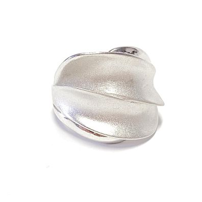 breiter Silberring 925/- Sterling Silber #58 mattiert u gewellt