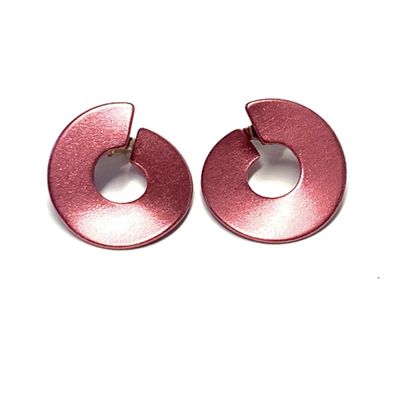 geschwungene Ohrstecker in eloxiertem Aluminium mit 925/- Silber Stift - rosa