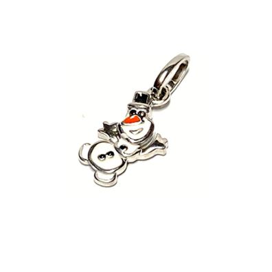 Schneemann Olaf Kettenanhänger 925/- Sterling Silber - farbig