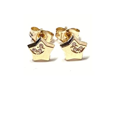 Ohrstecker 585 Gelbgold Sterne mit Zirkonia poliert Kinderschmuck
