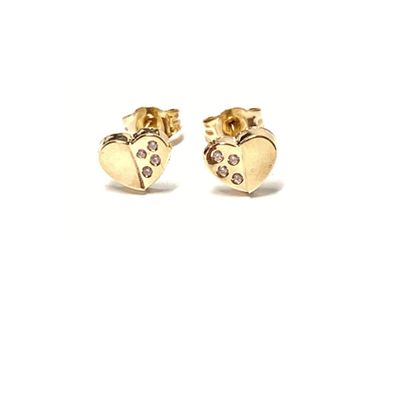 Ohrstecker 585 Gelbgold Herz mit Zirkonia poliert Kinderschmuck