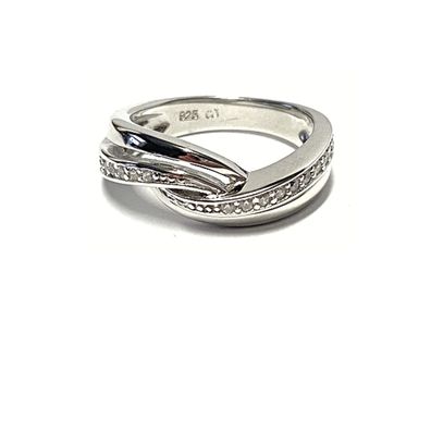 Silberring 925/- Silber rhodiniert Zirkonia poliert #52