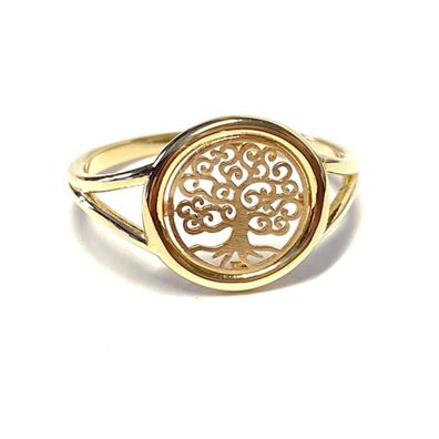 filigraner Damenring Lebensbaum in 375/- Gelbgold einfarbig #60