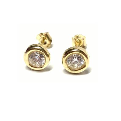Ohrstecker 333/- Gelbgold Zirkonia schlicht Klassiker Solitär 7mm