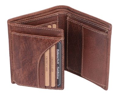 Herrenbörse Herren Geldbörse Leder Brieftasche Kombibörse , cognac, dunkel