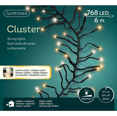 Lumineo LED Clusterbeleuchtung 700 cm 768 Lichter warmweiß & klassisch warm