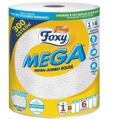 Foxy Mega Papierhandtuchrolle, 1 Rolle - 80m Blätter