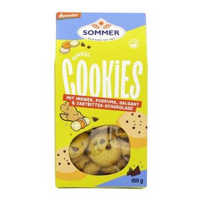 SOMMER 6x Demeter Dinkel Cookies mit Ingwer, Kurkuma, Galgant & Zartbitter-Schoko