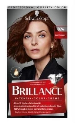 Schwarzkopf Brillance Samtbraun 874 Haarfarbe Creme - Intensive Farbe & Glanz