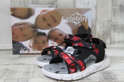 slobby Kinder Klett-Sandale schwarz/rot