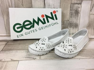 Gemini Damen Ballerina weiß mit Blumenmuster