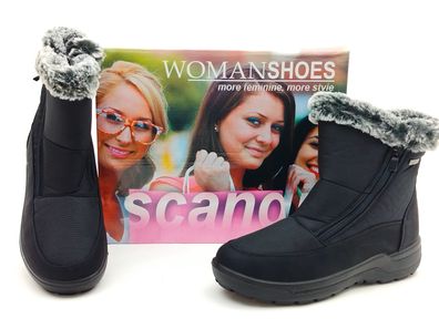 Scandi Damen Hogotex Kurzstiefel Warmfutter 2 fach Reißverschluss schwarz