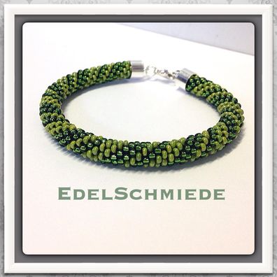 Häkelarmband Grüntöne mit 925/- Verschluß