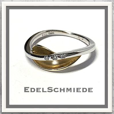 Goldring in 585/- bicolor mit 3 Brillanten #54