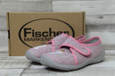 Fischer Mädchen KLett-Hausschuh rosa, Stickerei Motiv Schwan mit Goldkrone