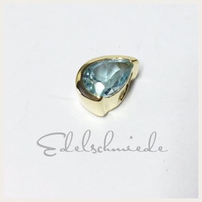 dezenter Anhänger 333/- Gold mit Blautopas (beh.)