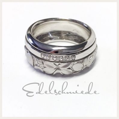 floraler Silberring 925/- Silber rhod mit Zirkonia #54