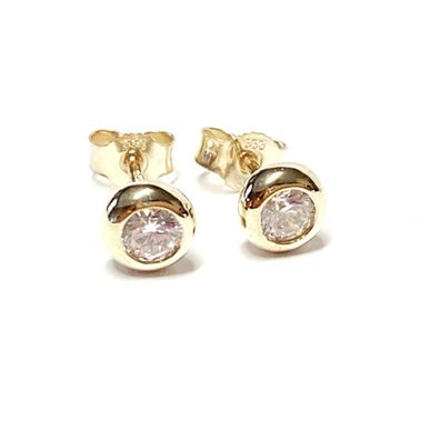 schlichte Ohrstecker 6mm 333/- Gelbgold mit Zirkonia