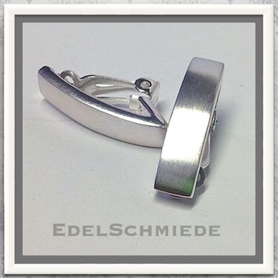 schlichte matte Ohrclips in 925 Silber