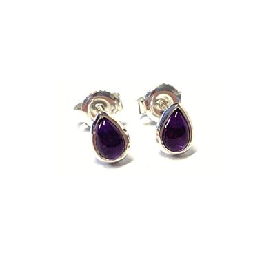 Ohrring 925 Silber Amethyst Cabochon tropfenform Ohrstecker