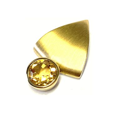 Anhänger 925 Silber vergoldet matt Citrin 8mm rund facettiert Kettengleiter