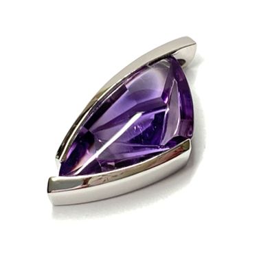 Anhänger Amethyst 585/- Gold Weißgold Fantasieschliff lila Unikat Einzelstück