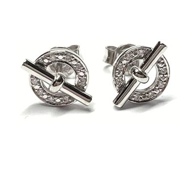 Ohrstecker 375/- Weißgold Zirkonia poliert Kreis Rondell Ohrschmuck