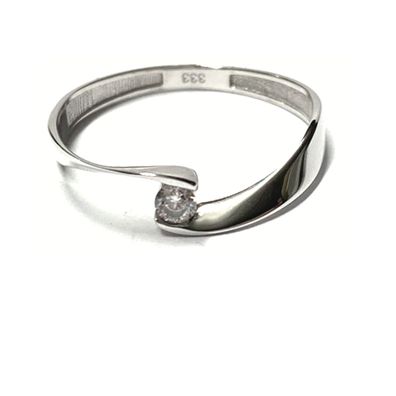 Ring 333/- Weißgold Zirkonia Glanz Solitärring Verlobungsring #56