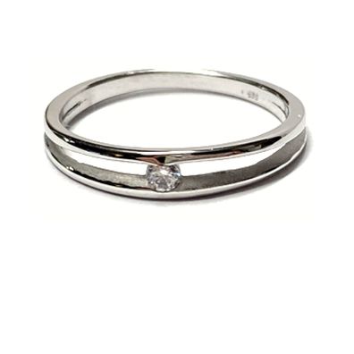 Ring 585/- Weißgold Zirkonia Glanz Solitärring Verlobungsring #56