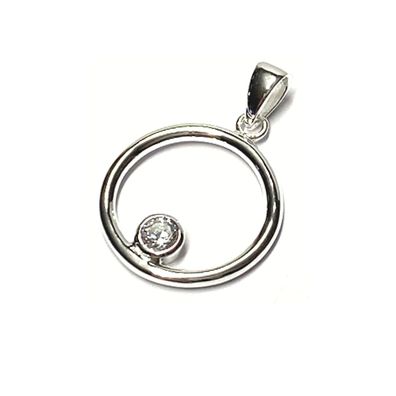 Anhänger 925 Silber Zirkonia Solitäranhänger Kettenanhänger rund Kreis