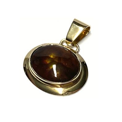 Anhänger 585 Gold Feuerachat Cabochon oval Unikat Handarbeit Kettenanhänger