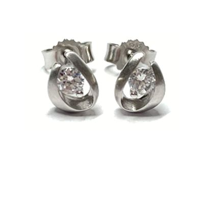 Ohrring 925 Silber rhodiniert Zirkonia Solitär Ohrstecker matt